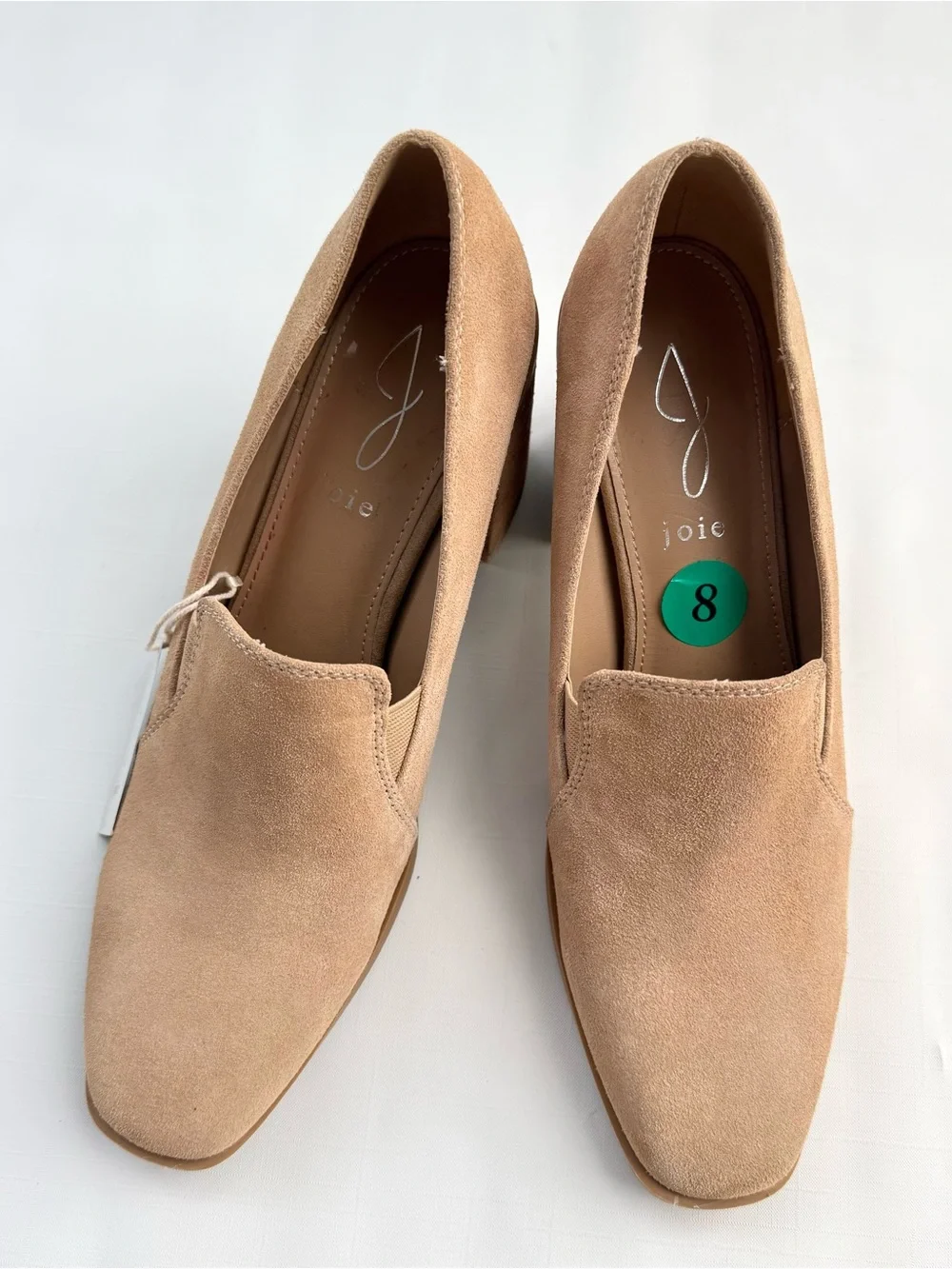 JOIE Wevenly Tan Suede Block Heel Loafer Pumps Size 8